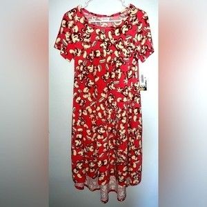 LuLaRoe Red Character Print High Low Dress